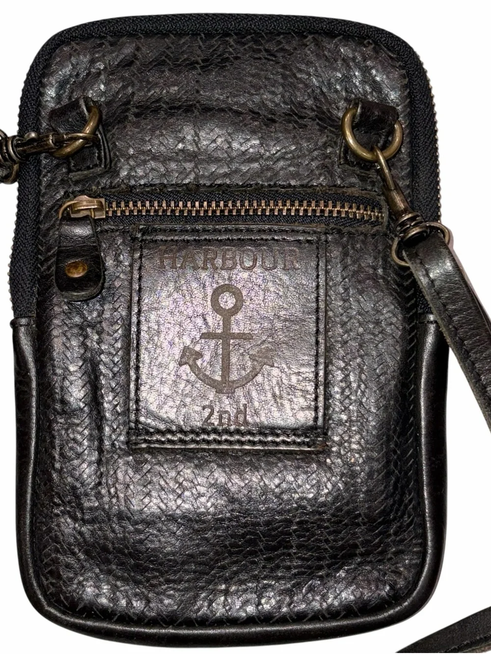 Harbour 2nd Black Leather Crossbody Wallet Bag Purse